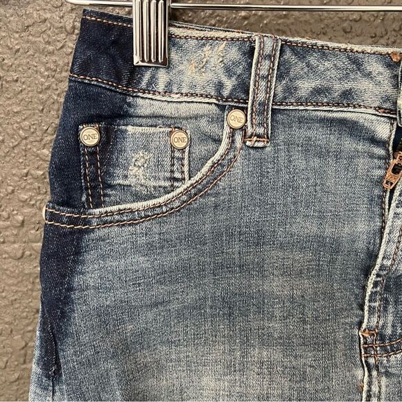 One Teaspoon 2020 Mini High Waist Denim Skirt in Superstar Blue size 22 - Picture 4 of 13